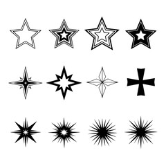 Obraz premium Collection of grunge starburst and star shapes for graphic design projects decorative elements