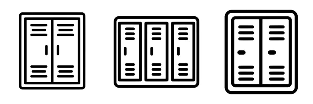 A modern icon depicting school lockers in a simple line style, suitable for use on a white background in eps 10 format as a symbol or logo illustration