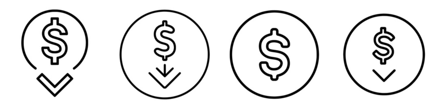 A modern cost reduction icon for use in computer, web, and mobile applications