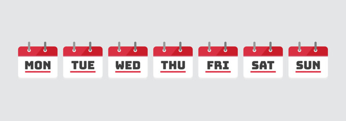 weekday icon, red calendar icon