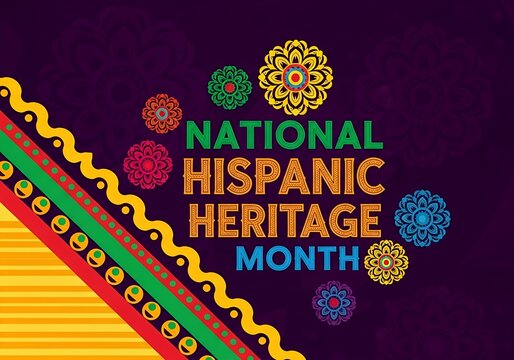 Vibrant and festive graphic banner celebrating Hispanic Heritage Month with traditional patterns