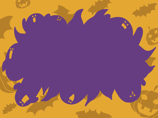おばけハロウィンフレーム　背景あり　オレンジ紫