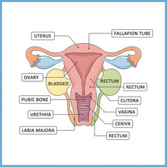 Colorful Female Reproductive System Anatomy Diagram Illustration