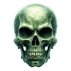 Obraz premium Realistic Green Skull on Dark Background in Artistic Style