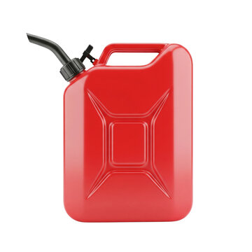Red plastic gasoline can for fuel