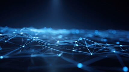 Obraz premium Abstract Technology Network Background with Blue Lights and Connections for Digital Innovation