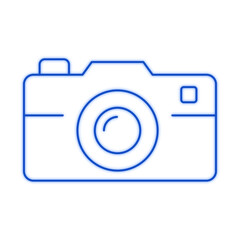 Vector icon of a vintage photographic camera with a prominent lens, symbolizing digital photo equipment and the art of photography