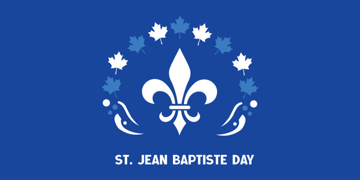 St. Jean Baptiste Day Fleur-de-lis with Maple Leaves Illustration