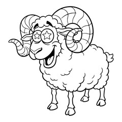 Obraz premium A black and white image of a funny sheep, great for animal farms, agricultural blogs, or commercial product packaging and websites based on village life.