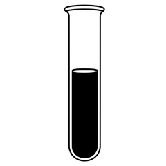 A test tube filled with liquid is the central image of the Test Tube Icon, a simple and striking representation of scientific investigation, lab experiments, chemistry, analysis, and the research and