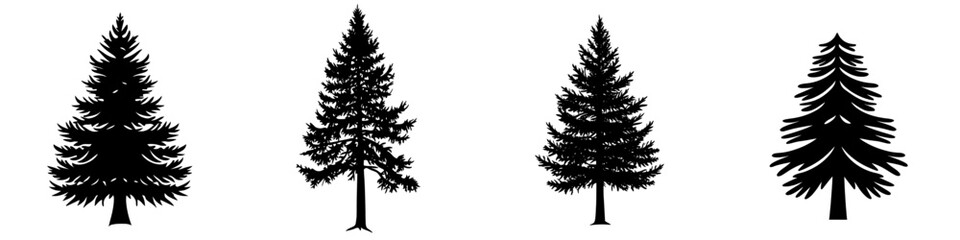 Obraz premium Evergreen Silhouette: A simple yet powerful silhouette of a tall evergreen tree, symbolizing strength, resilience, and the enduring beauty of nature