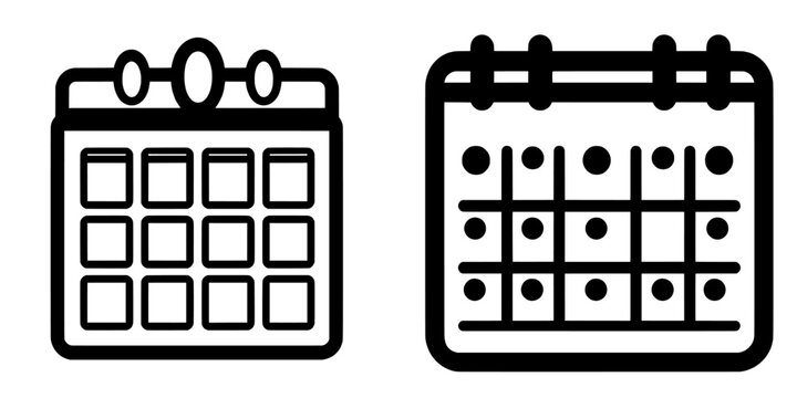 Calendar Icon: Representing schedules, appointments, events, deadlines, and more is made easy with this simple yet powerful black and white calendar icon