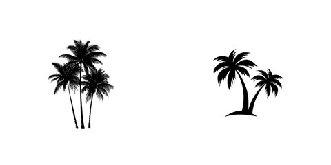 Naklejka premium A stylized and minimalist palm tree silhouette evokes tropical getaway and summer vacation feelings, ideal for projects centered on travel, summer, and vacation