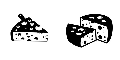 The Cheese Wedge Icon is a simple yet striking modern representation of a wedge of cheese, complete with distinct holes, ideal for use on menus, culinary websites, or designs related to cheese