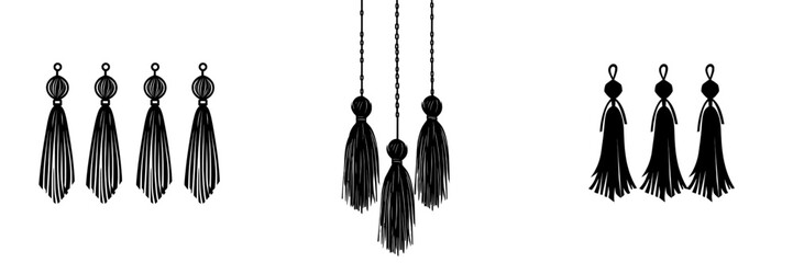 A bold, black and white tassel icon that embodies minimalism, bringing a sense of refinement to various design projects