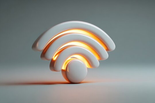 symbol of internet, icon of wi-fi on light background