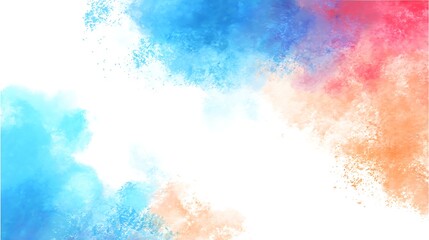 White background with soft pastel watercolor border frame in gentle blue and pink shades, minimal and elegant design for decoration, invitation, card, or poster template.