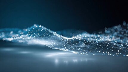 Abstract Digital Network with Blue Background, Representing Data Flow, Technology, and Connectivity