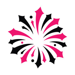 flat vector Dynamic burst of black and pink shapes, celebration!