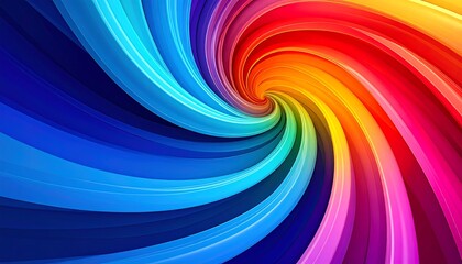 A vibrant swirl of multicolored ribbons creates a dynamic and colorful abstract design.