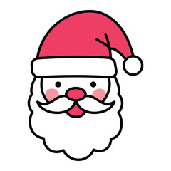 flat vector Joyful Santa Claus face with rosy cheeks and white beard