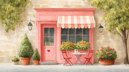 Fototapeta premium Charming outdoor gathering paris artwork urban setting eye-level view cozy ambiance with vibrant blossoms