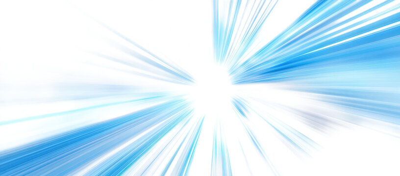 Abstract blue and white streaks of light suggesting speed and energy isolated on transparent background