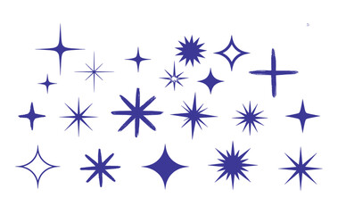 Obraz premium Collection of Blue Starburst and Sparkle Icons on White Background