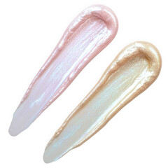 Two iridescent makeup smears isolated on transparent background