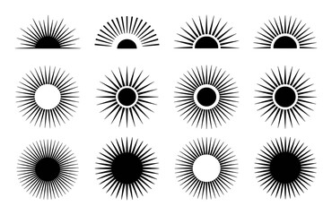 Collection of Stylized Sunburst and Sun Icons