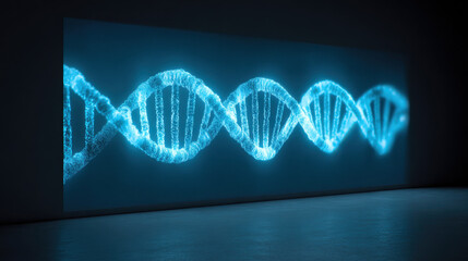 A vibrant, glowing DNA helix, illuminated with digital precision, symbolizing the essence of life and scientific innovation, emanating a sense of scientific progress.