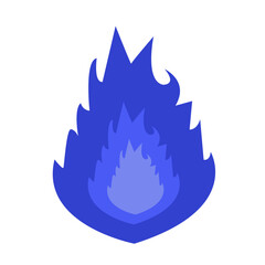 Abstract blue flame design with smooth gradients and dynamic shapes on a white background