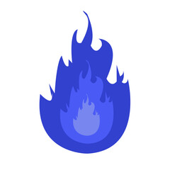 Abstract blue flame illustration symbolizing energy and transformation on a white background