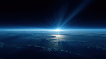 Fototapeta premium Stunning Sunrise Over Earth's Horizon: A Vision of Hope, Renewal and Limitless Possibilities