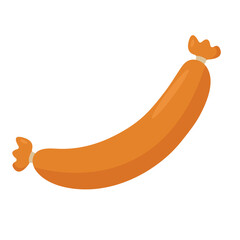 A vibrant orange sausage with a smooth texture, set against a plain white background
