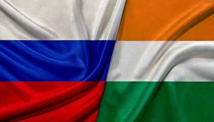 Fototapeta premium ロシアとハンガリーの国旗。(Russia flag and Hungary flag.) 