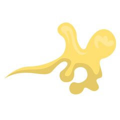Abstract yellow octopus-like shape with soft curves and smooth edges on a light background