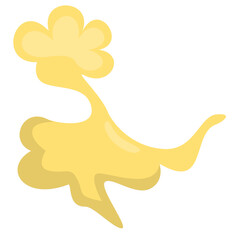 Colorful cartoon creature with whimsical features surrounded by abstract shapes and patterns