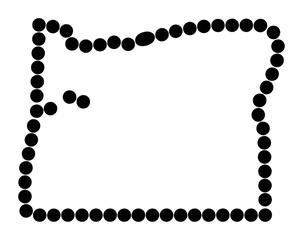 Outline of Oregon State Made of Black Dots on White Background