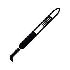 Scalpel Surgery Tool Icon Flat Style Title