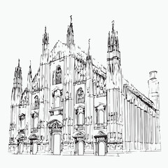 Fototapeta premium sketch of an ancient cathedral