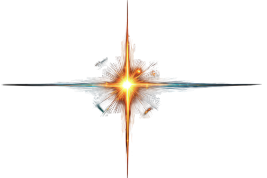 Bright Orange and Blue Light Burst on Black Background