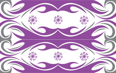 vintage Purple Floral Tribal Pattern Abstract Decorative Vector Design with Ornamental Motifs