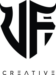 UF Shield Monogram Logo with Bull Horn – Bold Emblem Symbol for Security, Protection and Modern Branding