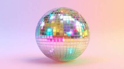 Disco Ball Reflecting Light on a Gradient Background for Nightlife, Celebrations, and Party Themes