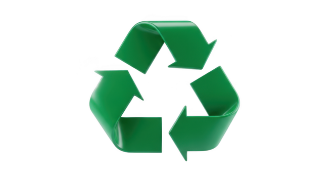 Green recycling symbol isolated on transparent background
