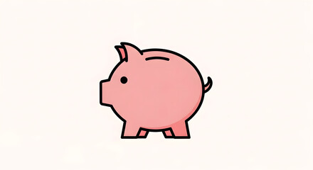 Obraz premium Pink Piggy Bank Illustration on White Background