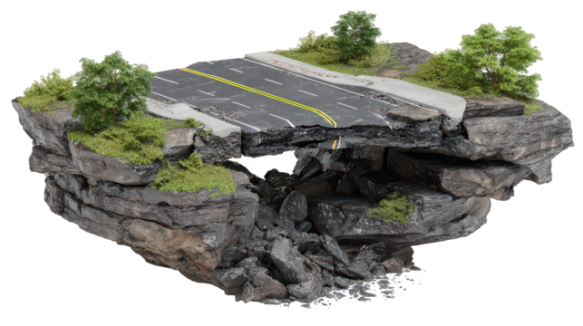 Floating Asphalt Road Miniature Island Model