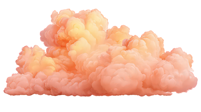 Peach and Yellow Fluffy Cloud Isolated on Transparent Background - Powered by Adobe