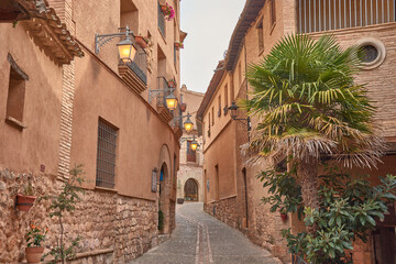 Fototapeta premium The traditional architecture and cobblestone streets of Alquezar, a tourist destination in northern Spain